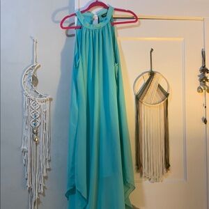 SHEIN Blue Asymmetrical Halter Sundress for Wedding Guest